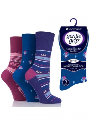 Gentle Grip 3 pack Mixed Stripe Abstract Socks